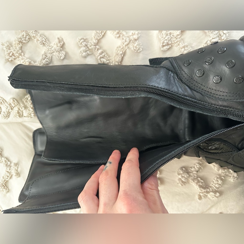 New rock black Italian leather Metallic studded boot - size 39 (US 8) worn once - Picture 15 of 16